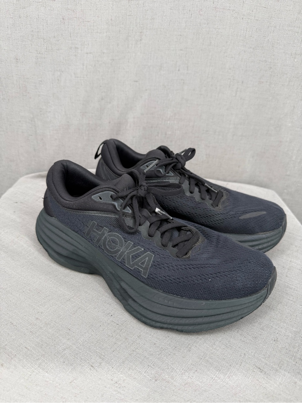 Hoka One One Bondi 8 Womens 8.5 B Black Athletic Running Walking Shoes Sneakers